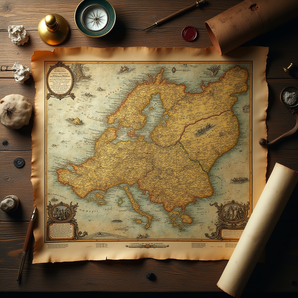 Historická mapa Čech s detailním zdobením a latinskými popisky